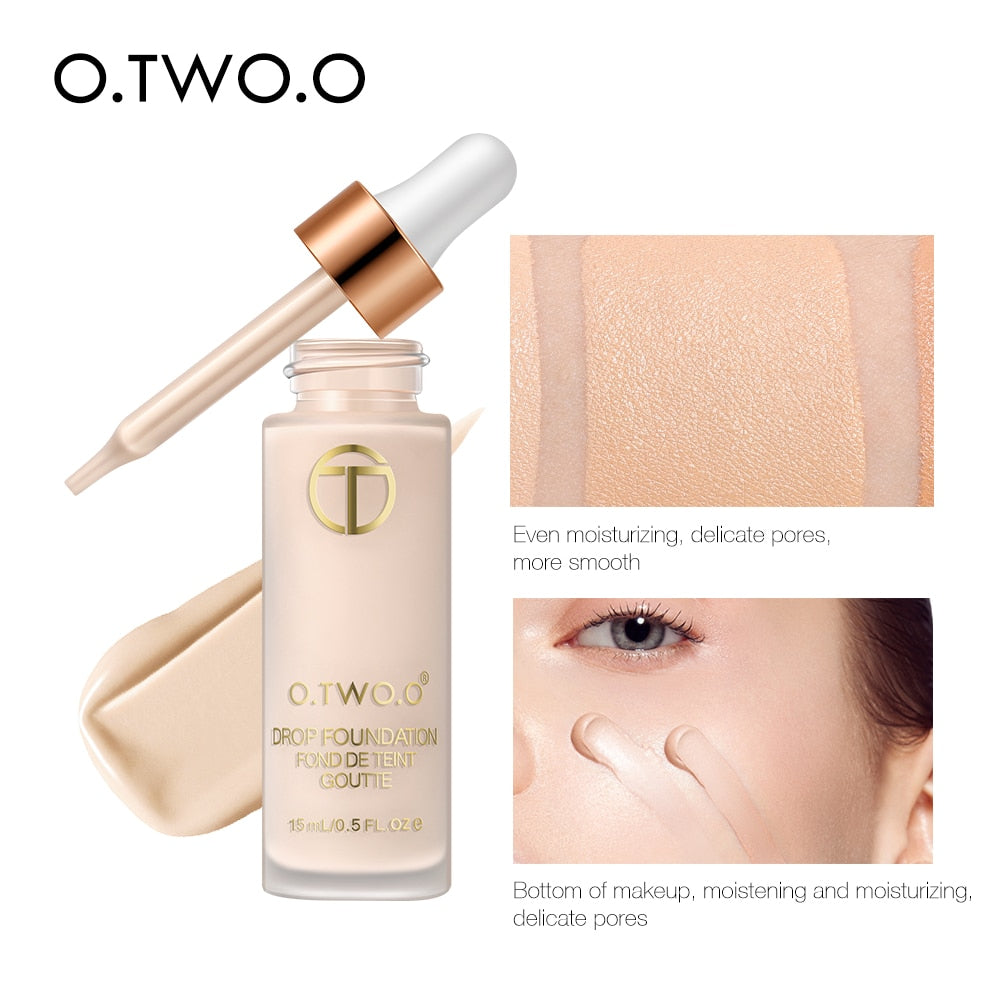 O.TWO.O Liquid Foundation Professional Makeup Base  Oil Free Full Coverage Concealer Long Lasting Liquid Foundation Cosmetics