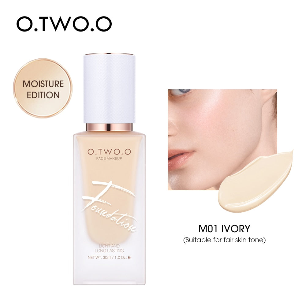 O.TWO.O Liquid Base Foundation Makeup High Coverage Easy Wear Oil Control Contour Concealer Face Moisturizer Brighten Cosmetics