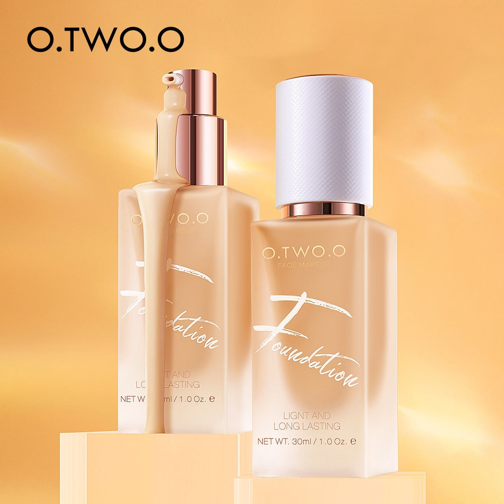 O.TWO.O Liquid Base Foundation Makeup High Coverage Easy Wear Oil Control Contour Concealer Face Moisturizer Brighten Cosmetics