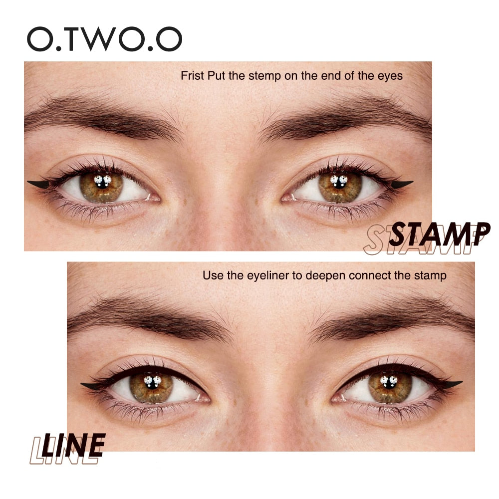 O.TWO.O Eyeliner Stamp Pencil Liquid Eyeliner Waterproof Fast Dry Black Cosmetics Double-ended Eye Liner Make-up for Women.