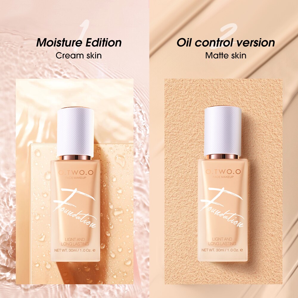 O.TWO.O Liquid Base Foundation Makeup High Coverage Easy Wear Oil Control Contour Concealer Face Moisturizer Brighten Cosmetics