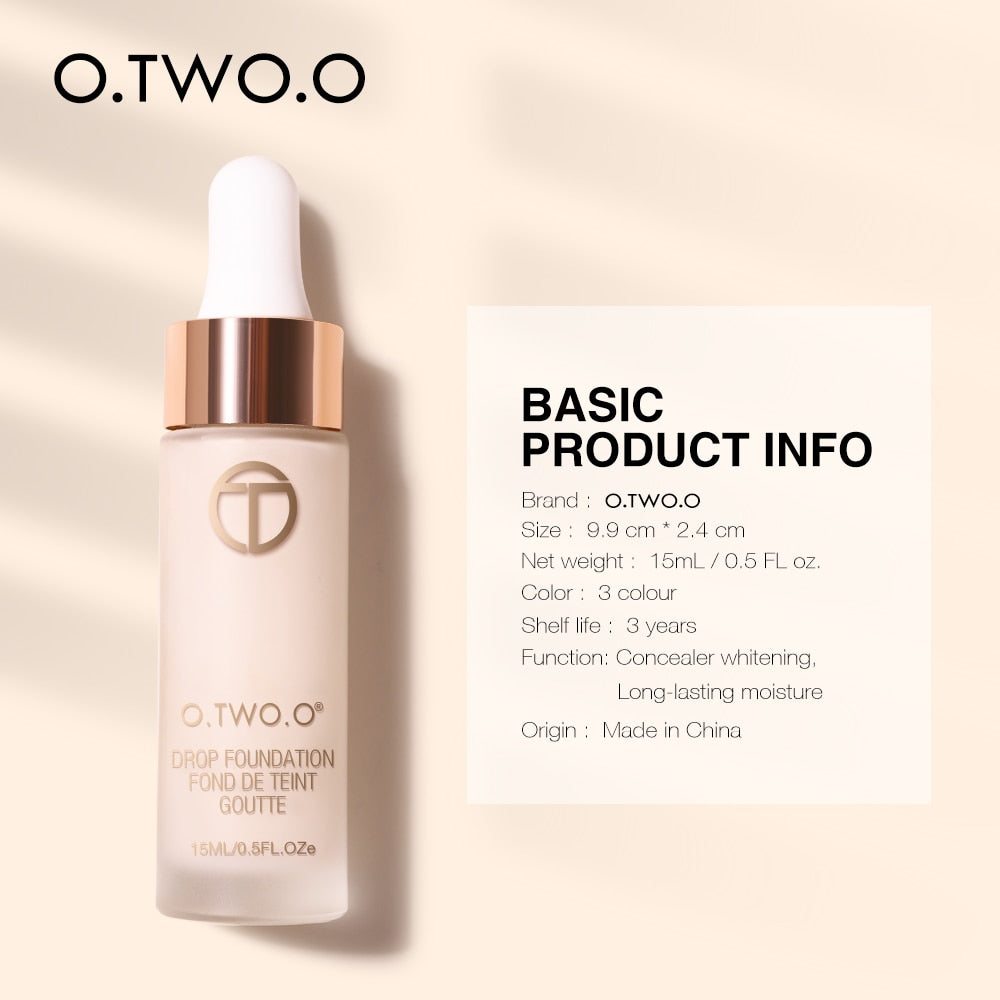 O.TWO.O Liquid Foundation Professional Makeup Base  Oil Free Full Coverage Concealer Long Lasting Liquid Foundation Cosmetics