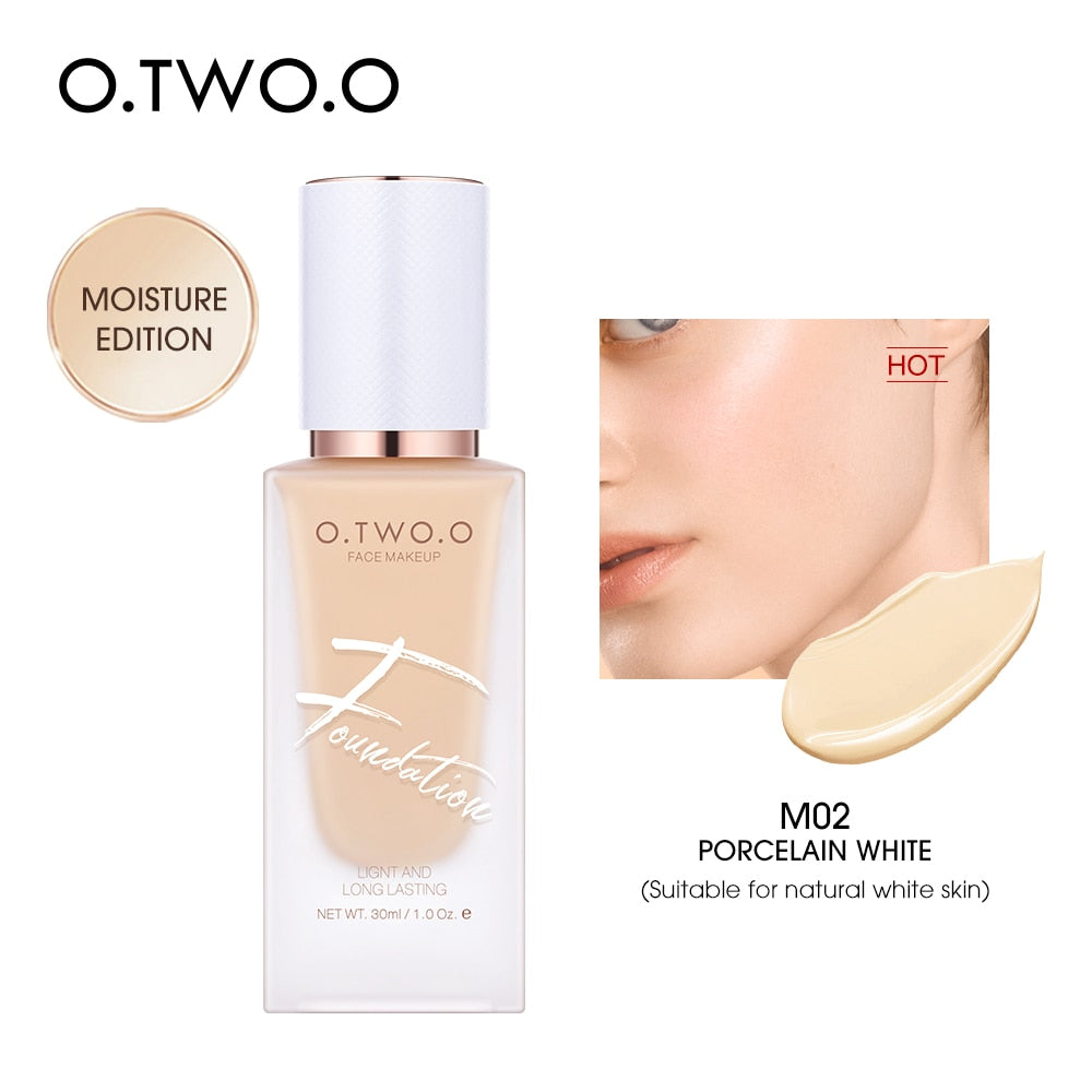 O.TWO.O Liquid Base Foundation Makeup High Coverage Easy Wear Oil Control Contour Concealer Face Moisturizer Brighten Cosmetics