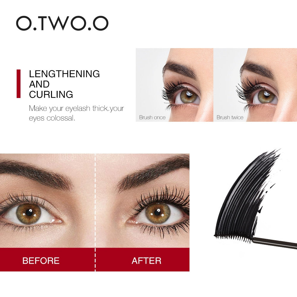 O.TWO.O 3D Silk Fiber Mascara Lengthening Waterproof Long Lasting Curling Thick Mascara Long Eyelashes Extension Make Up