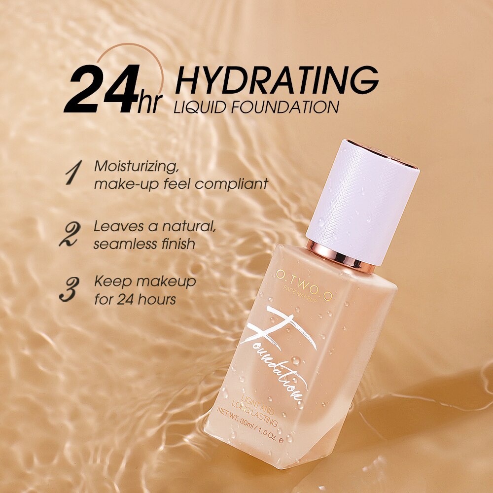 O.TWO.O Liquid Base Foundation Makeup High Coverage Easy Wear Oil Control Contour Concealer Face Moisturizer Brighten Cosmetics