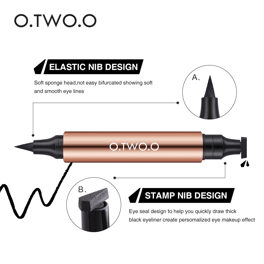 O.TWO.O Eyeliner Stamp Pencil Liquid Eyeliner Waterproof Fast Dry Black Cosmetics Double-ended Eye Liner Make-up for Women.