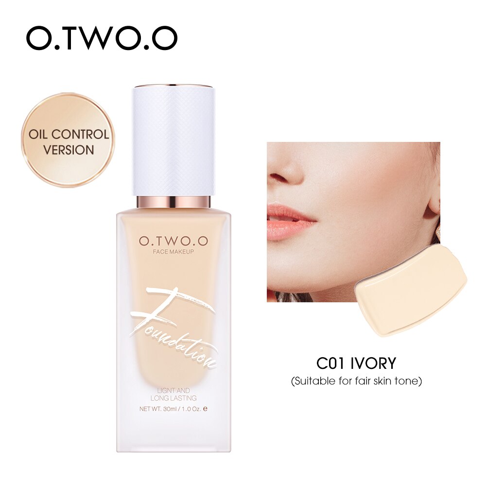 O.TWO.O Liquid Base Foundation Makeup High Coverage Easy Wear Oil Control Contour Concealer Face Moisturizer Brighten Cosmetics