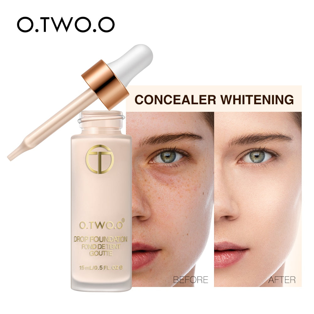 O.TWO.O Liquid Foundation Professional Makeup Base  Oil Free Full Coverage Concealer Long Lasting Liquid Foundation Cosmetics