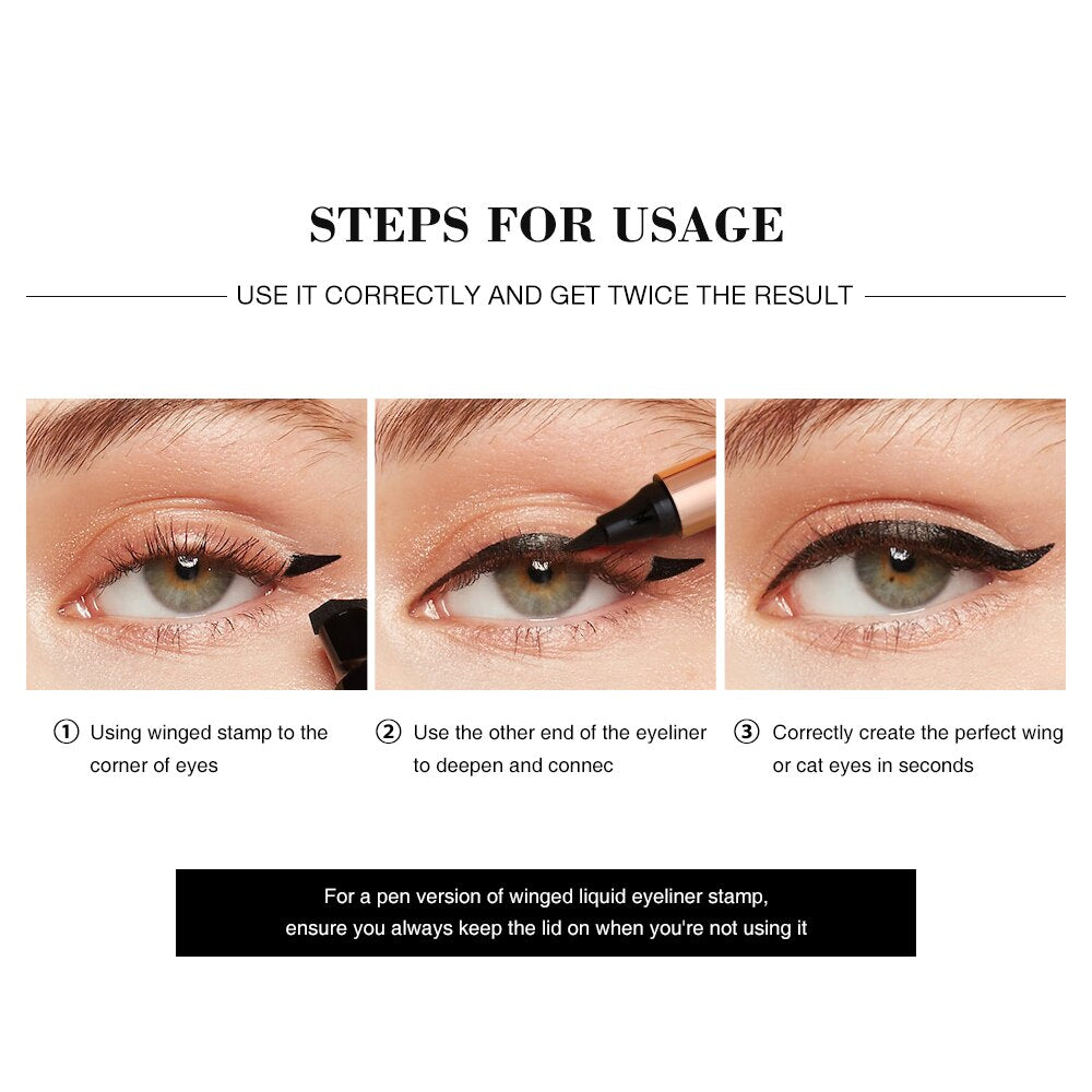 O.TWO.O Eyeliner Stamp Pencil Liquid Eyeliner Waterproof Fast Dry Black Cosmetics Double-ended Eye Liner Make-up for Women.