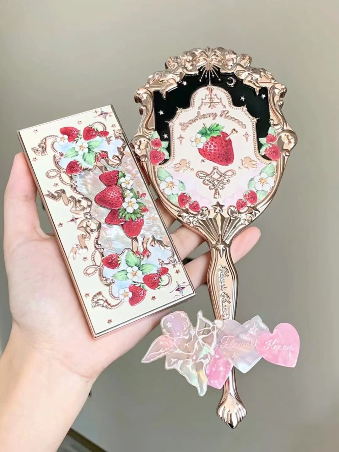 2023 New Flower Knows Makeup Mirror Cute Hand Mirror Women Makeup Tool