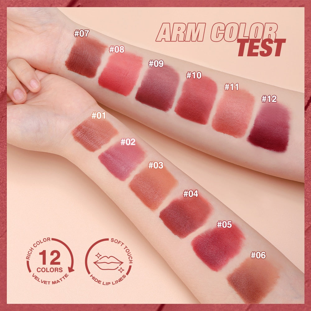 O.TWO.O Liquid Lipstick Lip Gloss 12 Colors Waterproof Long Lasting High Pigment Lip