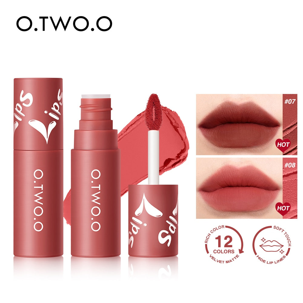 O.TWO.O Liquid Lipstick Lip Gloss 12 Colors Waterproof Long Lasting High Pigment Lip