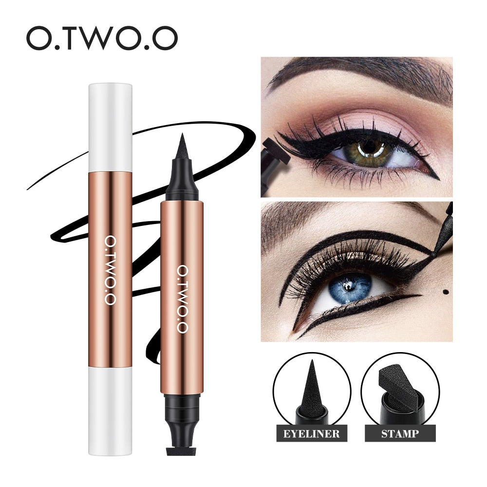 O.TWO.O Eyeliner Stamp Pencil Liquid Eyeliner Waterproof Fast Dry Black Cosmetics Double-ended Eye Liner Make-up for Women.