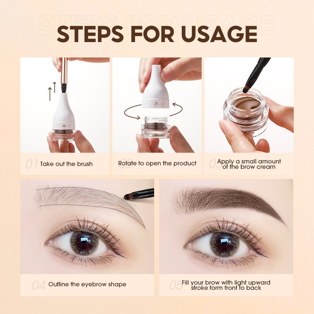 O.TWO.O Eyebrow Pomade Brow Mascara Natural Waterproof Long Lasting Creamy Texture 4 Colors