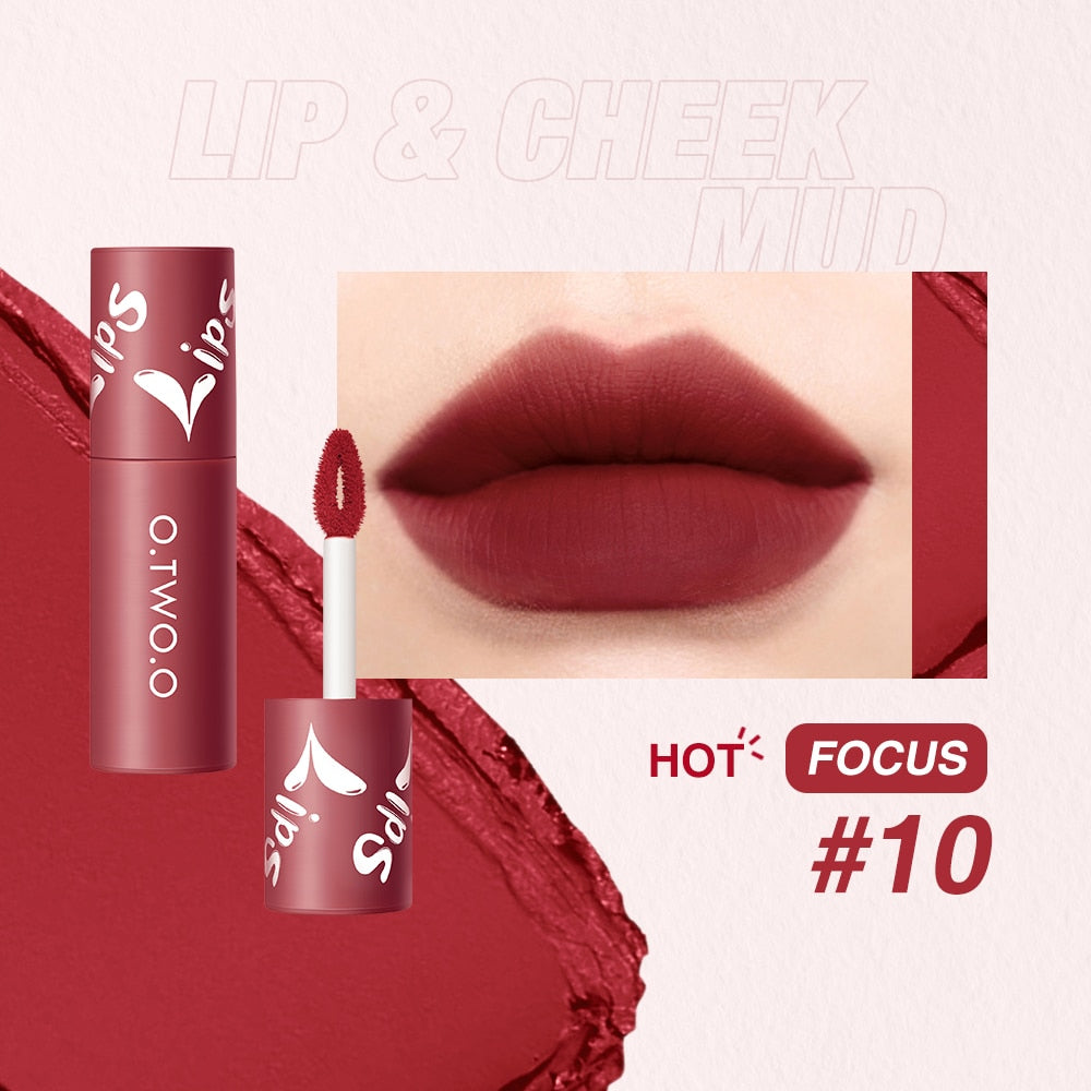 O.TWO.O Liquid Lipstick Lip Gloss 12 Colors Waterproof Long Lasting High Pigment Lip