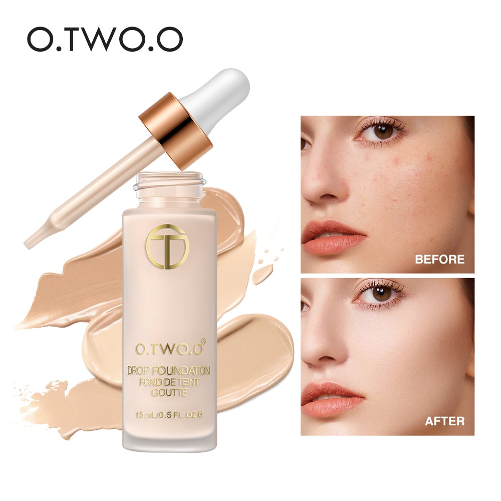 O.TWO.O  Foundation Makeup Base Liquid Concealer Professional Makeup Long Lasting Oil Control Matte Liquid Foundation Cosmetics