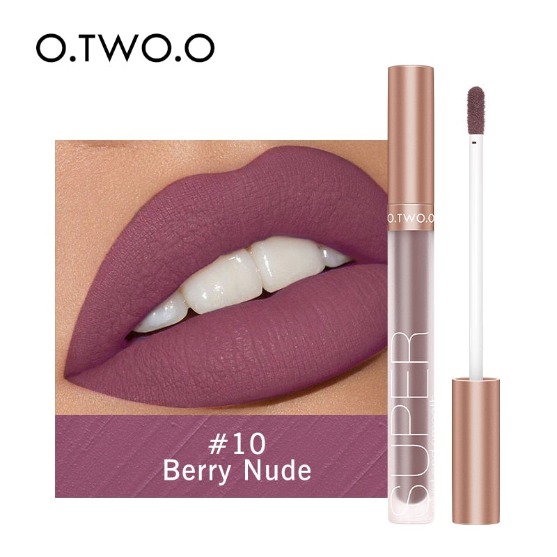 O.TWO.O Liquid Lipstick Matte Lip Gloss Cosmetic Lightweight Lip Glaze Long Lasting Lip Tint  Waterproof 12 Color Lips Makeup